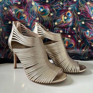 Michael Kors gold cage open-toed heels, size 39.5